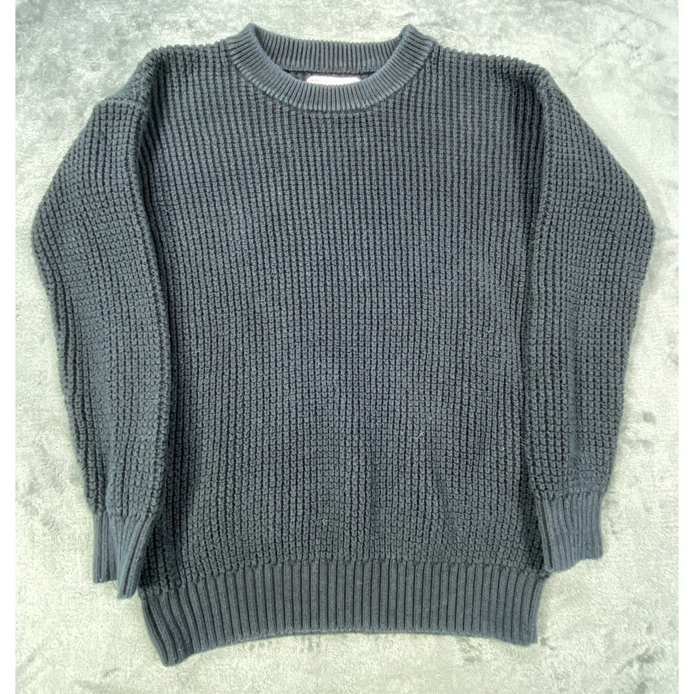 Grana Peruvian Pima Sweater Womens XS Black Pima Cotton Chunky Knit Minimal Chic